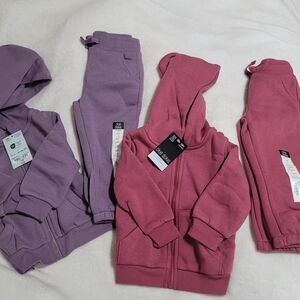 New Baby Girl Lot 12M Months Matching Sets Hoodie Sweatshirt Joggers Purple Pink